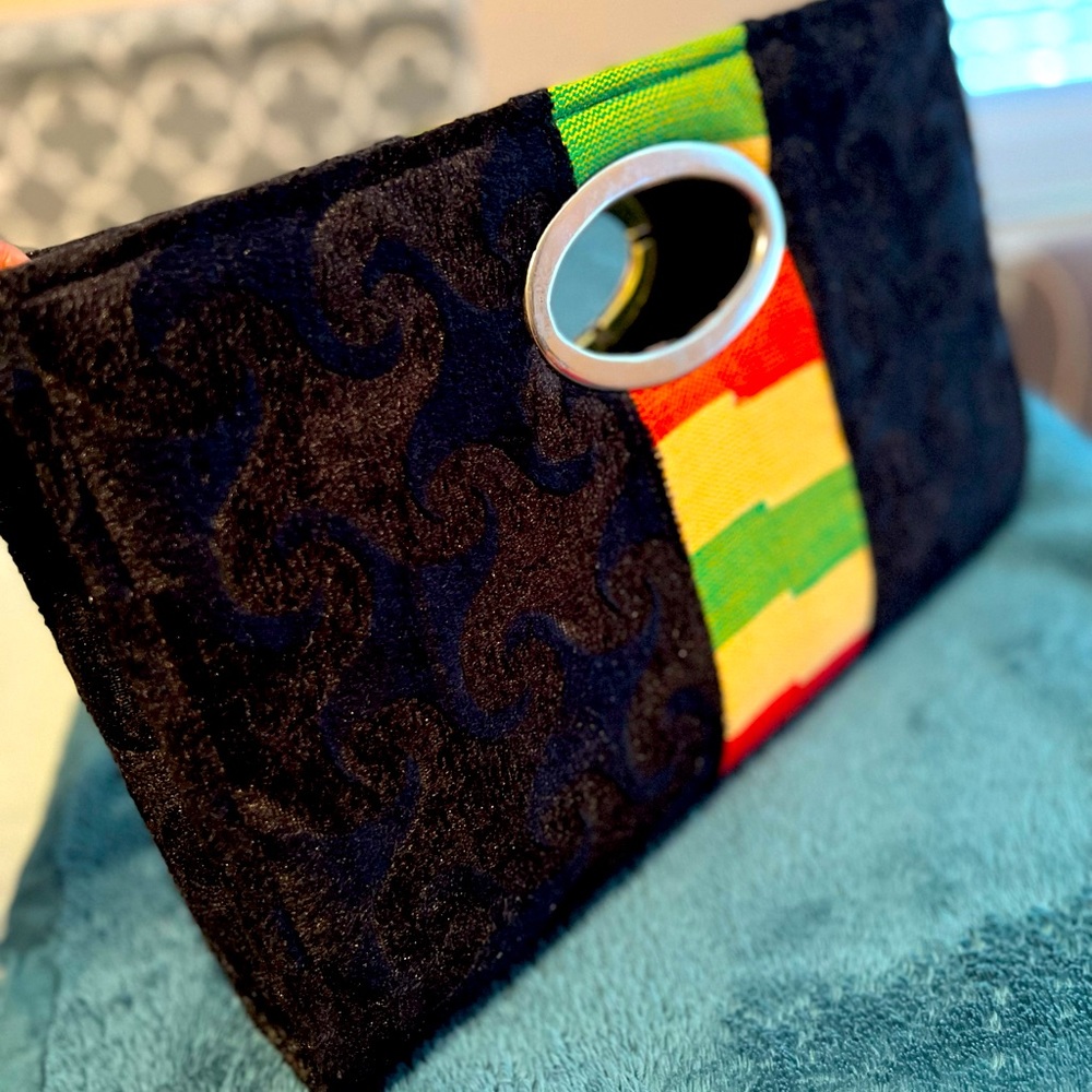 Clutch Kente and Suede Woven Bag from Ghana